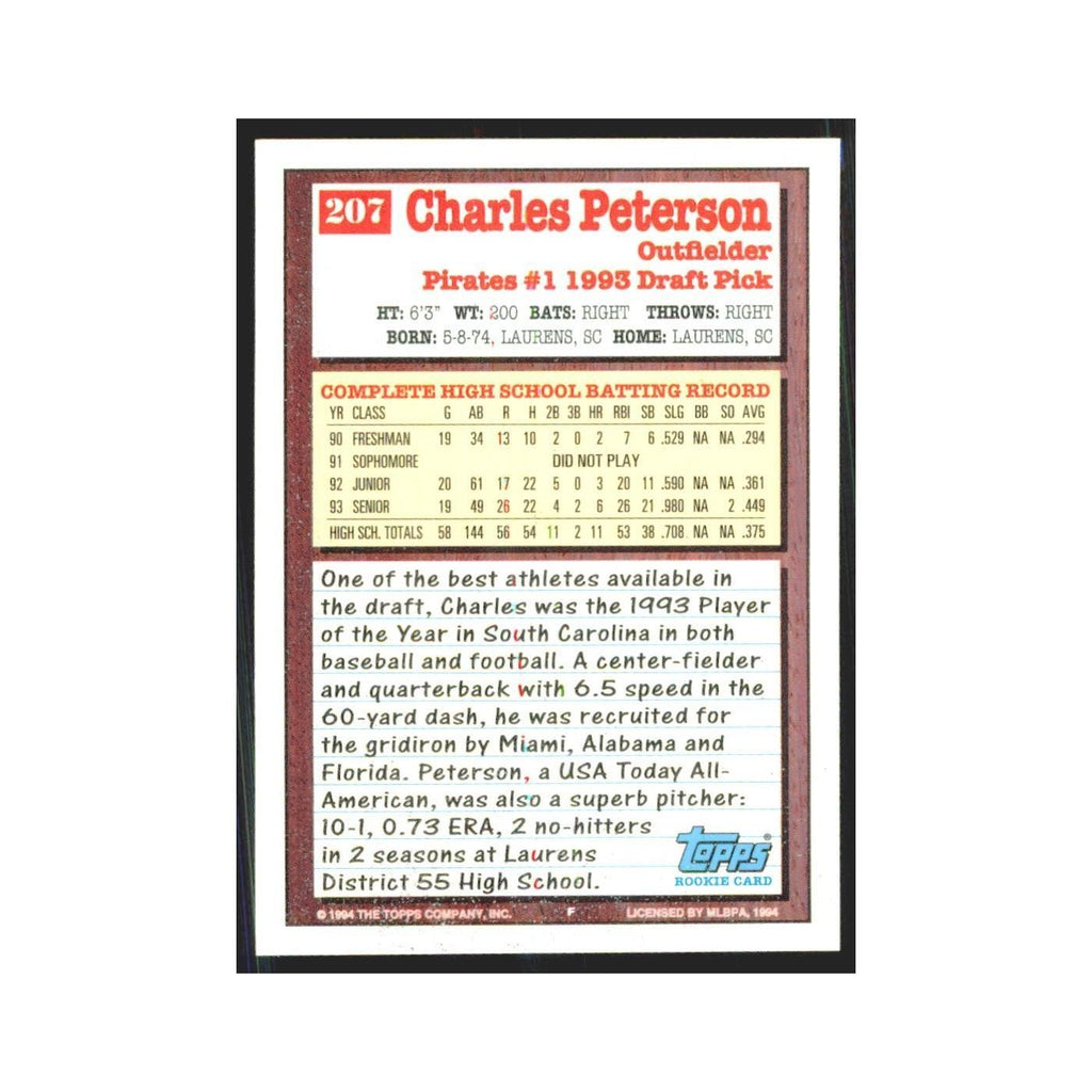 1994 Topps Charles Peterson Pirates #207