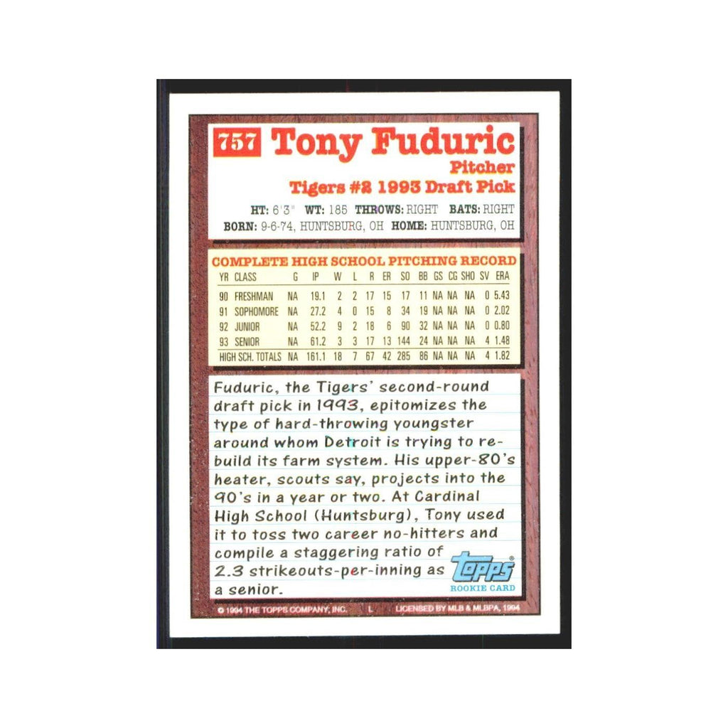 1994 Topps Tony Fuduric Cardinals #757