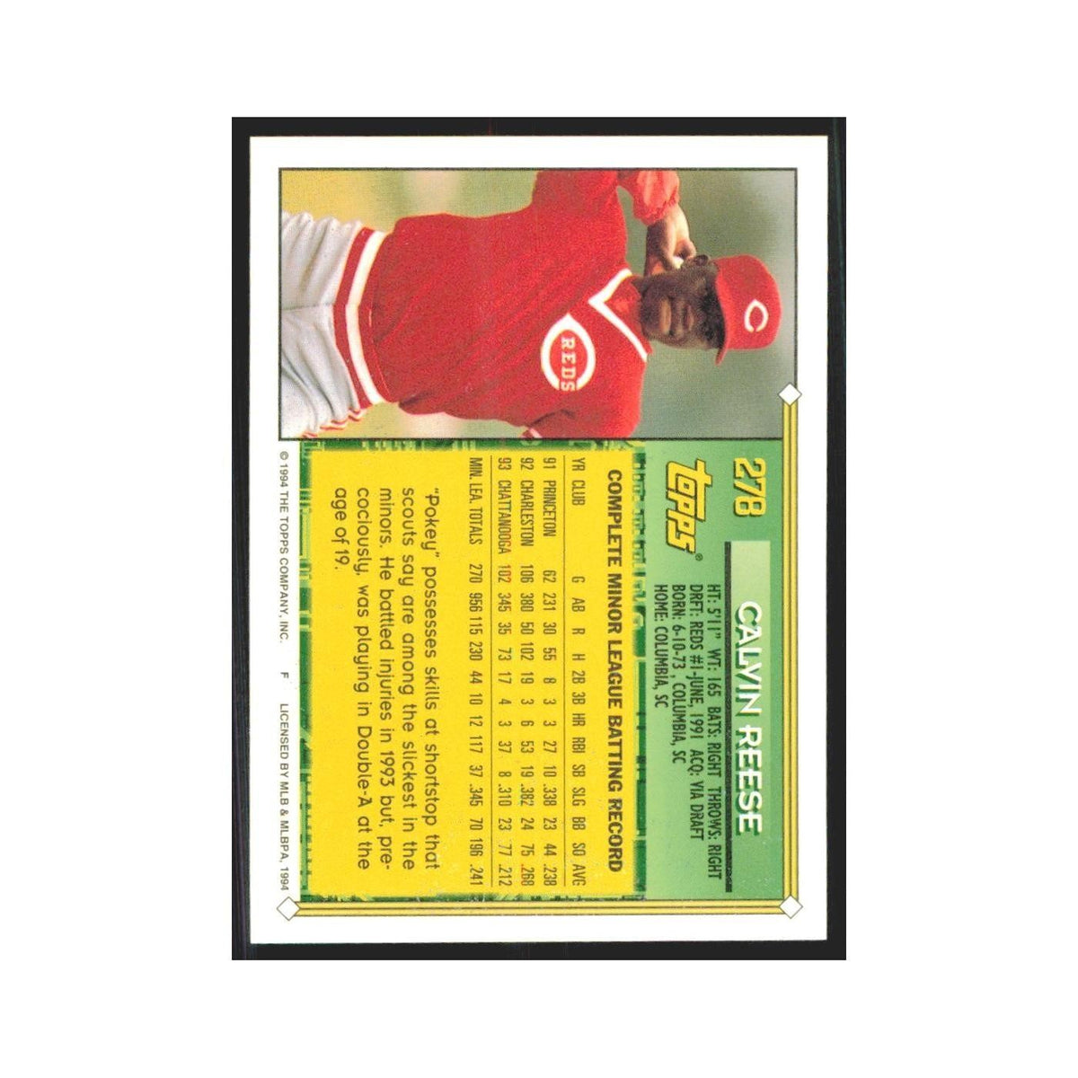 1994 Topps Calvin Reese Reds #278