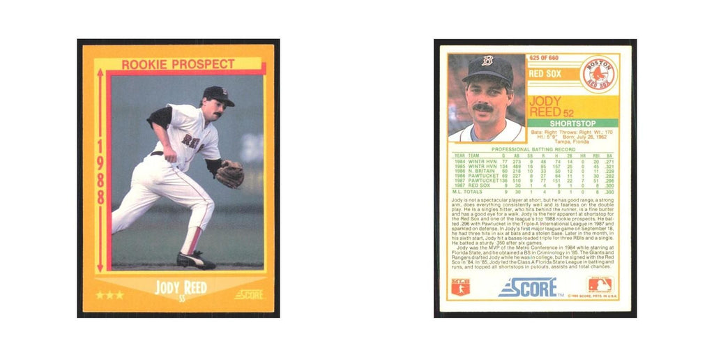 1988 Score Jody Reed Red Sox #625