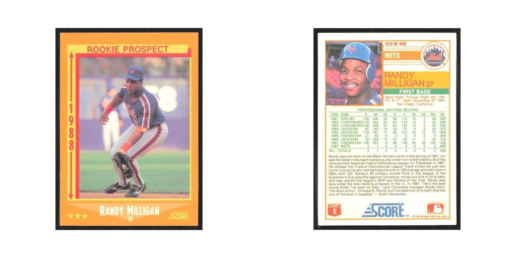 1988 Score Randy Milligan Mets #623