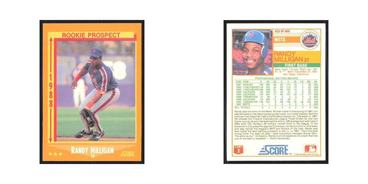 1988 Score Randy Milligan Mets #623