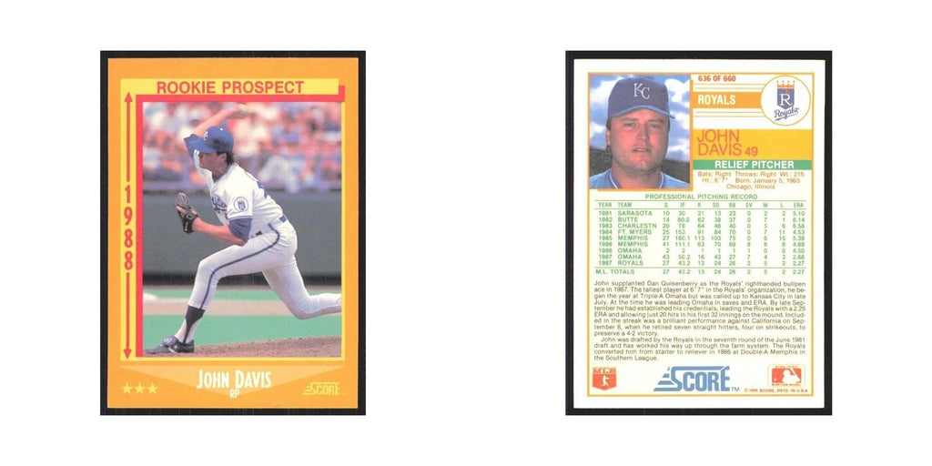 1988 Score John Davis Royals #636