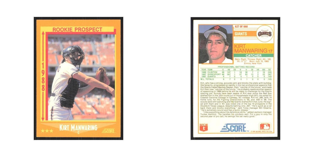 1988 Score Kirt Manwaring Giants #627