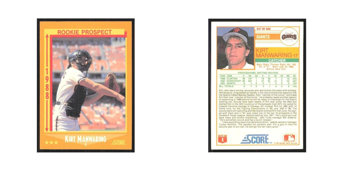 1988 Score Kirt Manwaring Giants #627