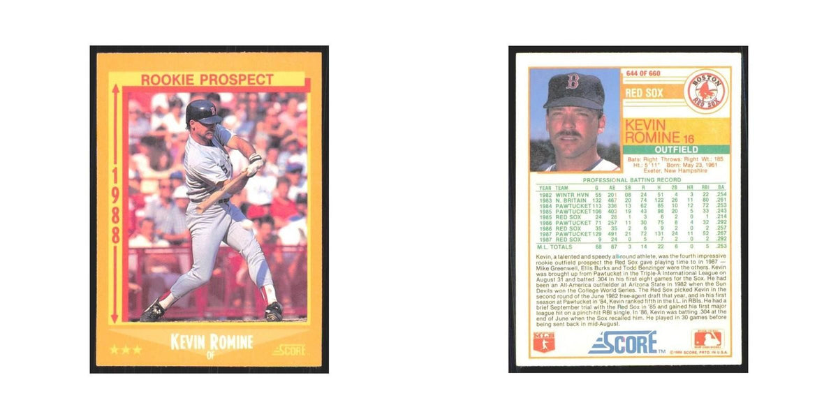 1988 Score Kevin Romine Red Sox #644