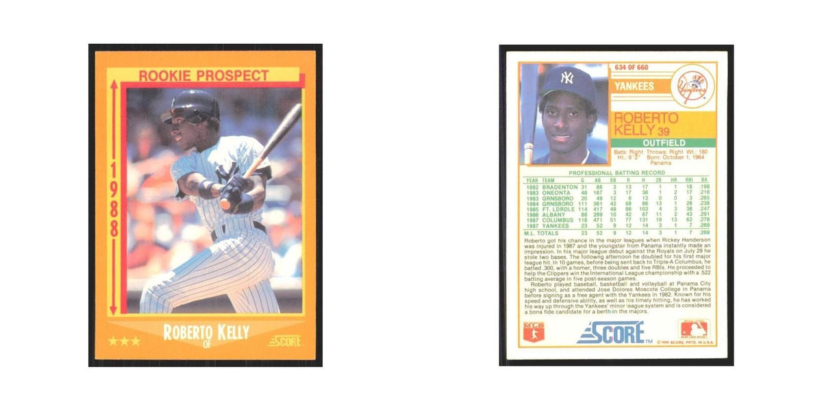 1988 Score Roberto Kelly Yankees #634