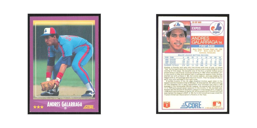 1988 Score Andres Galarraga Montreal Expos #19