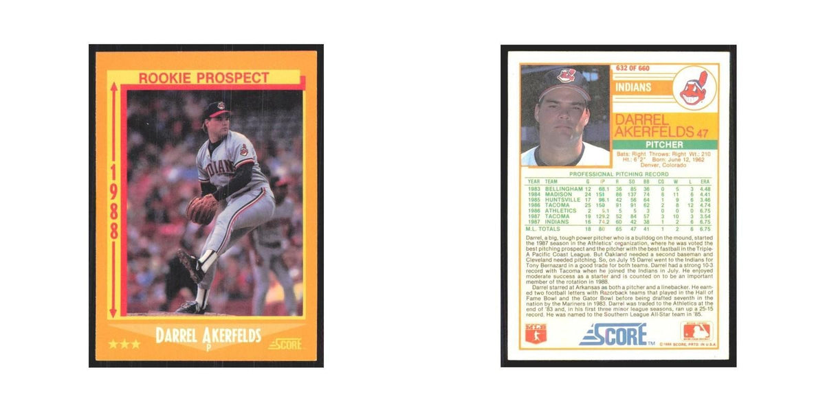 1988 Score Darrel Akerfelds Indians #632