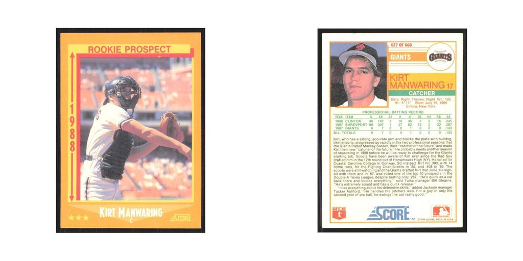 1988 Score Kirt Manwaring Giants #627
