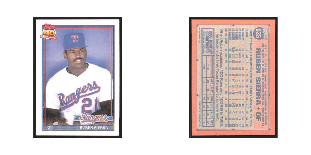 1991 Topps Ruben Sierra Rangers #535