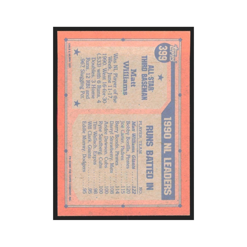 1991 Topps Matt Williams Giants #399