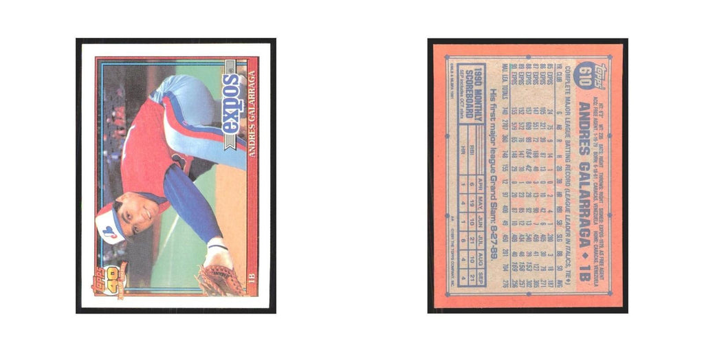1991 Topps Andres Galarraga Montreal Expos #610