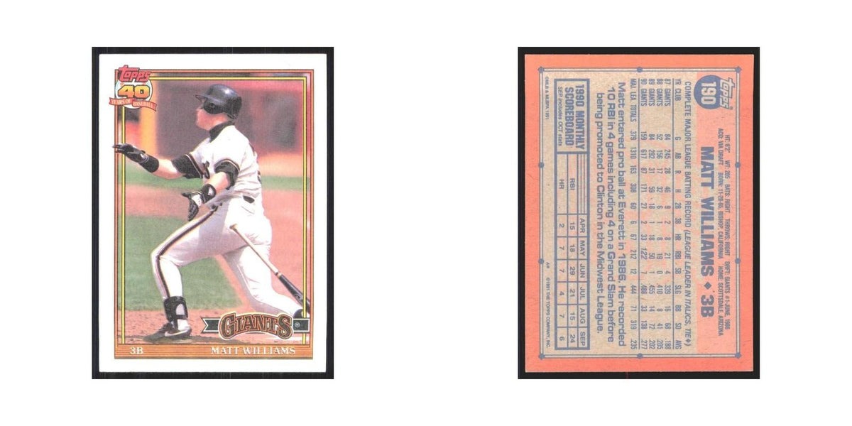 1991 Topps Matt Williams Giants #190