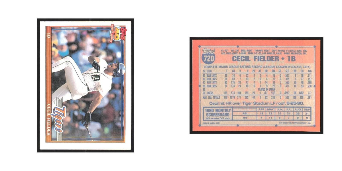 1991 Topps Cecil Fielder Tigers #720