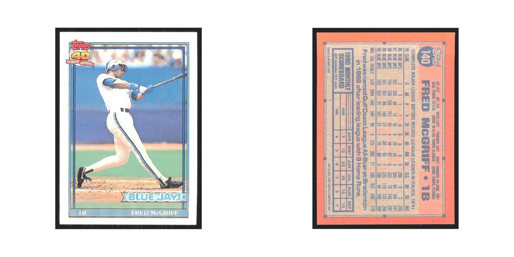 1991 Topps Fred McGriff Blue Jays #140