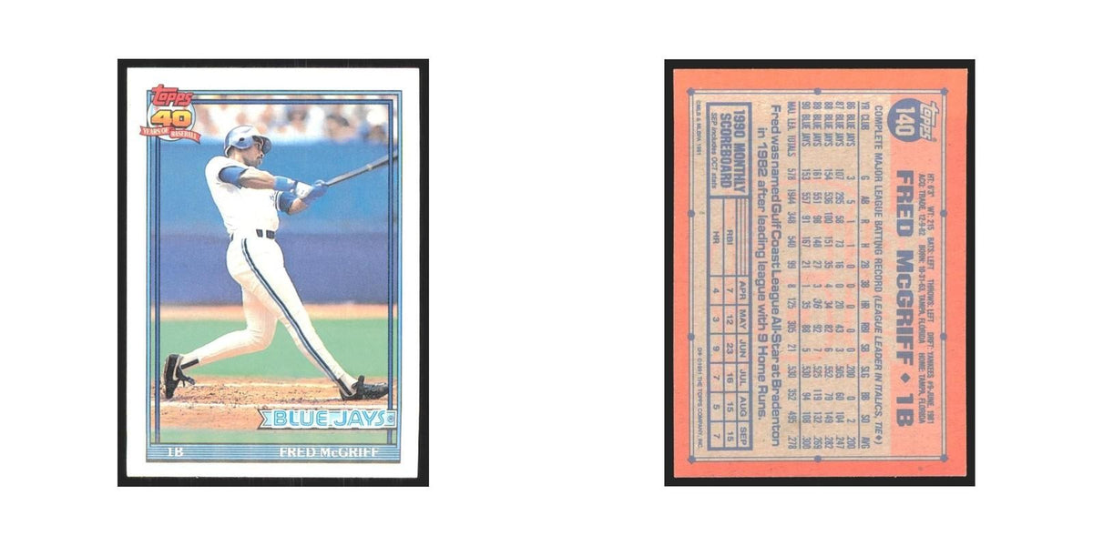 1991 Topps Fred McGriff Blue Jays #140