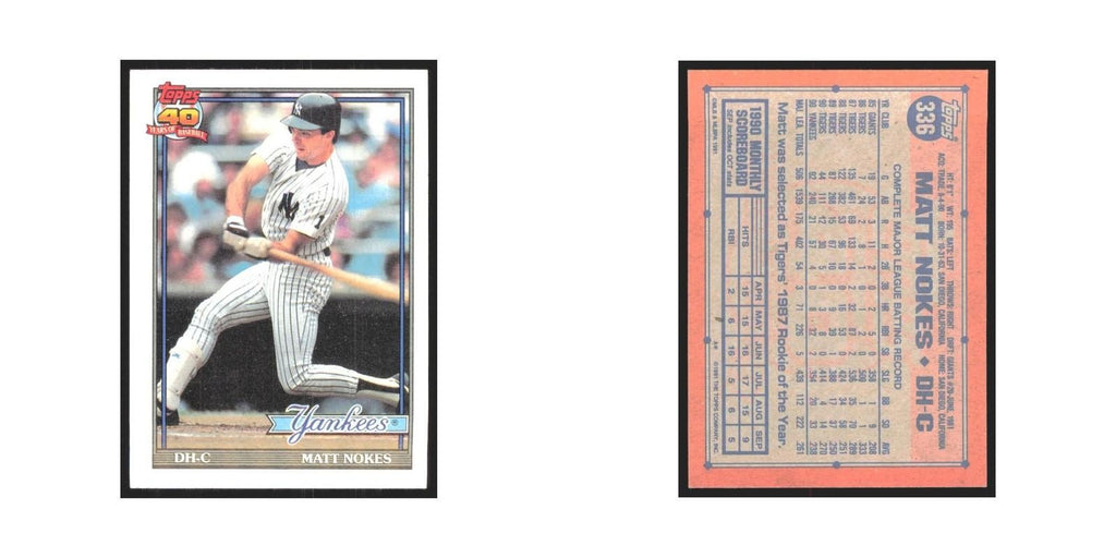 1991 Topps Matt Nokes Yankees #336