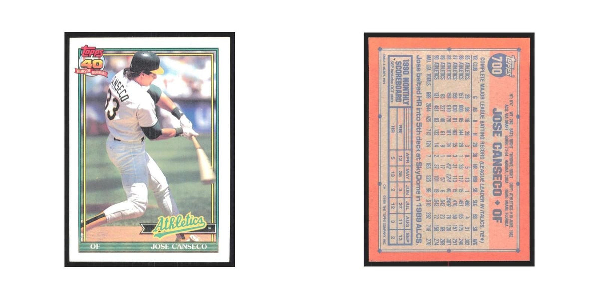 1991 Topps Jose Canseco Athletics #700