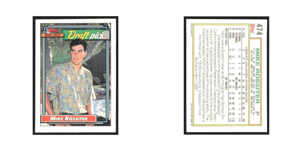 1992 Topps Mike Rossiter Athletics #474