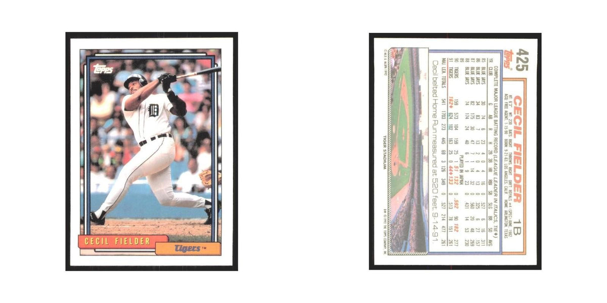 1992 Topps Cecil Fielder Tigers #425
