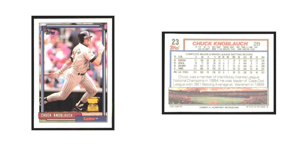 1992 Topps Chuck Knoblauch Twins #23