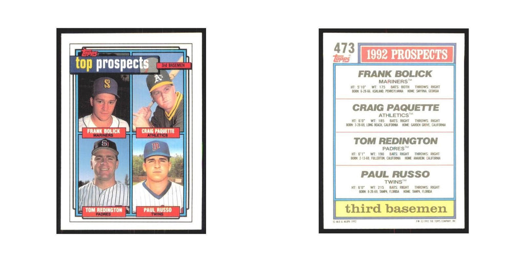 1992 Frank Bolick/Craig Paquette/Tom Redington/Paul Russo Seattle Mariners/Oakla