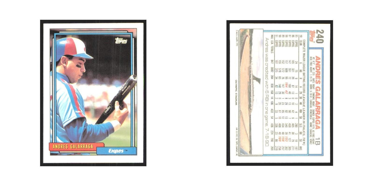 1992 Topps Andres Galarraga Montreal Expos #240