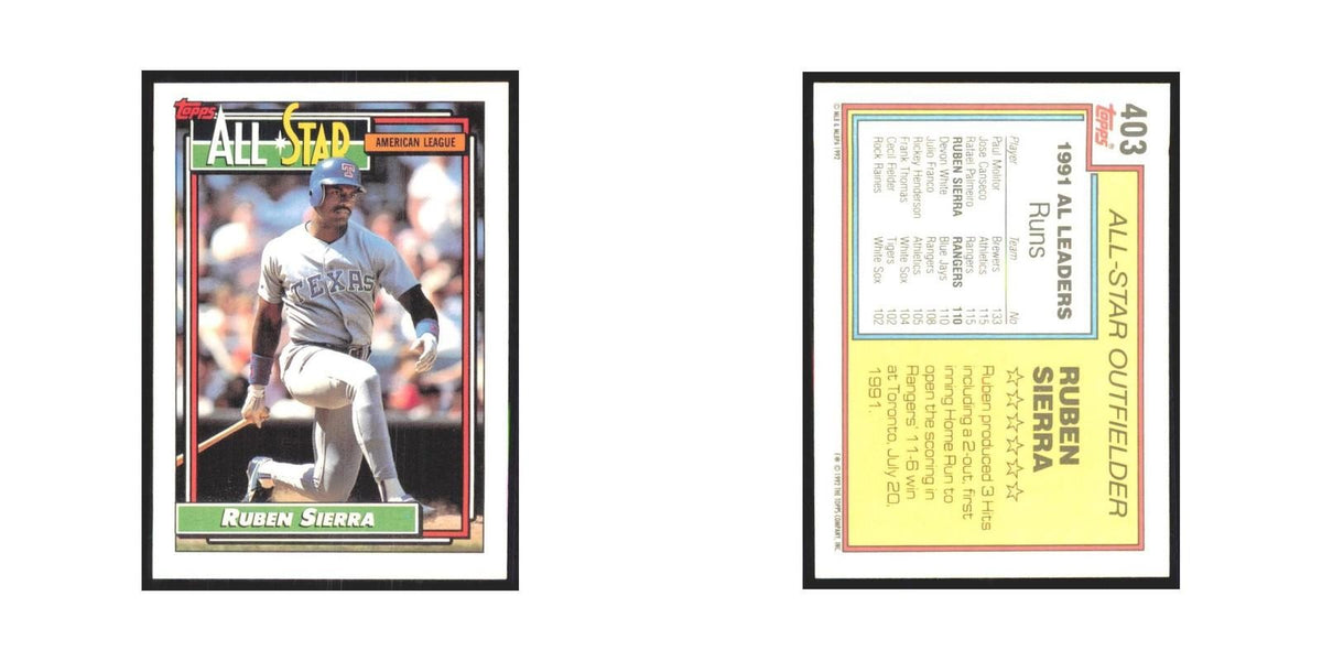 1992 Topps Ruben Sierra Rangers #403
