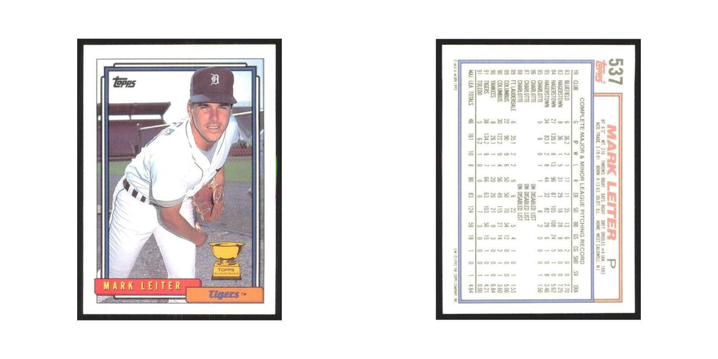 1992 Topps Mark Leiter Tigers #537