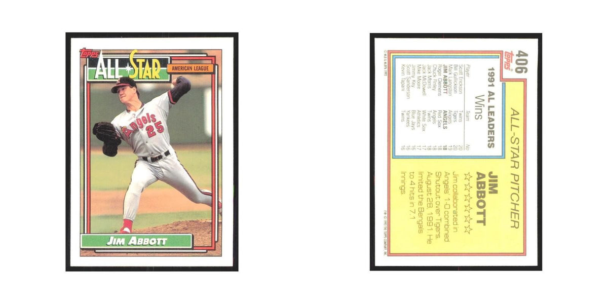 1992 Topps Jim Abbott Angels #406