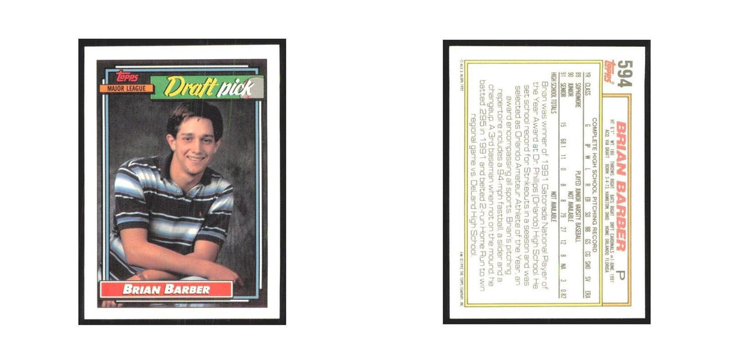 1992 Topps Brian Barber Cardinals #594