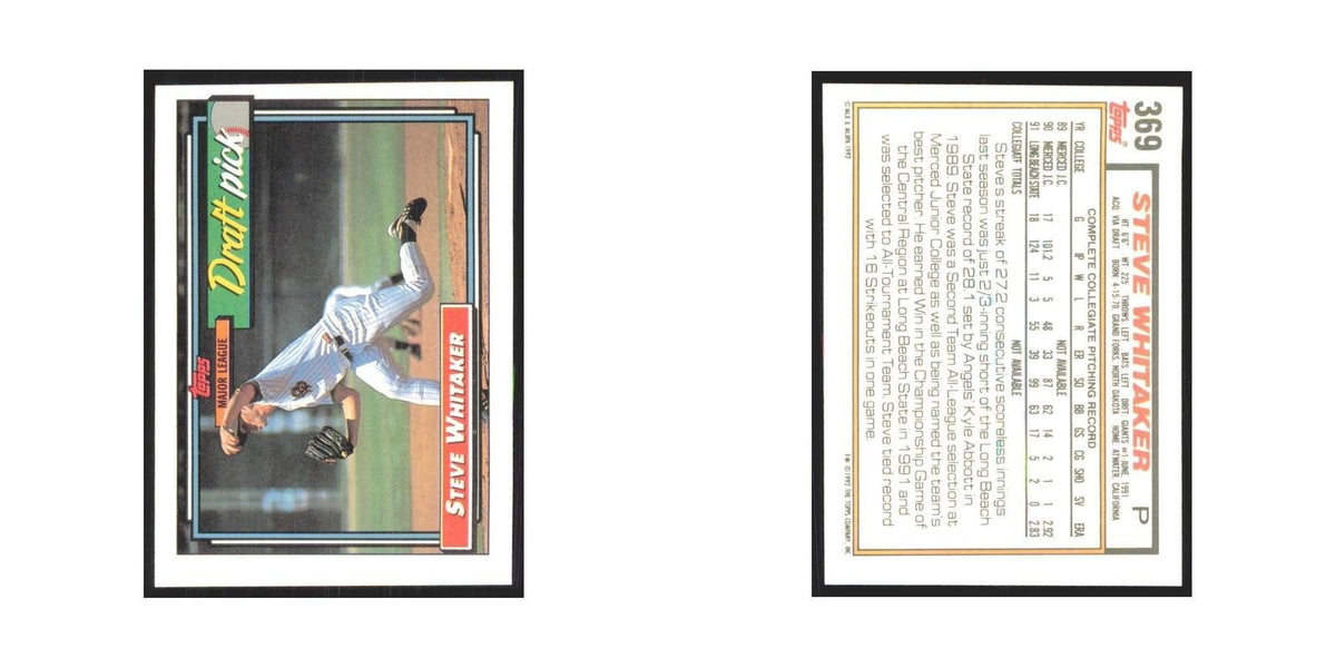1992 Topps Steve Whitaker Giants #369