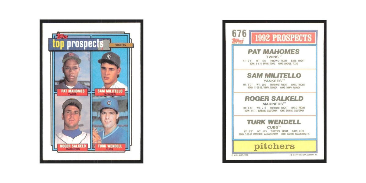 1992 Pat Mahomes/Sam Militello/Roger Salkeld/Turk Wendell Minnesota Twins/New Yo