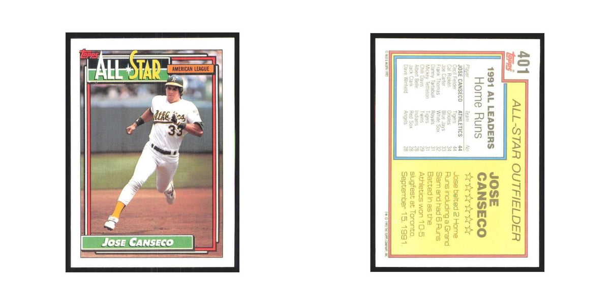 1992 Topps Jose Canseco Athletics #401