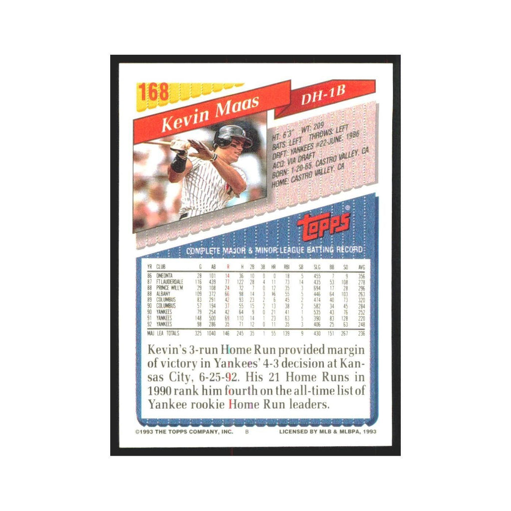 1993 Topps Kevin Maas Yankees #168