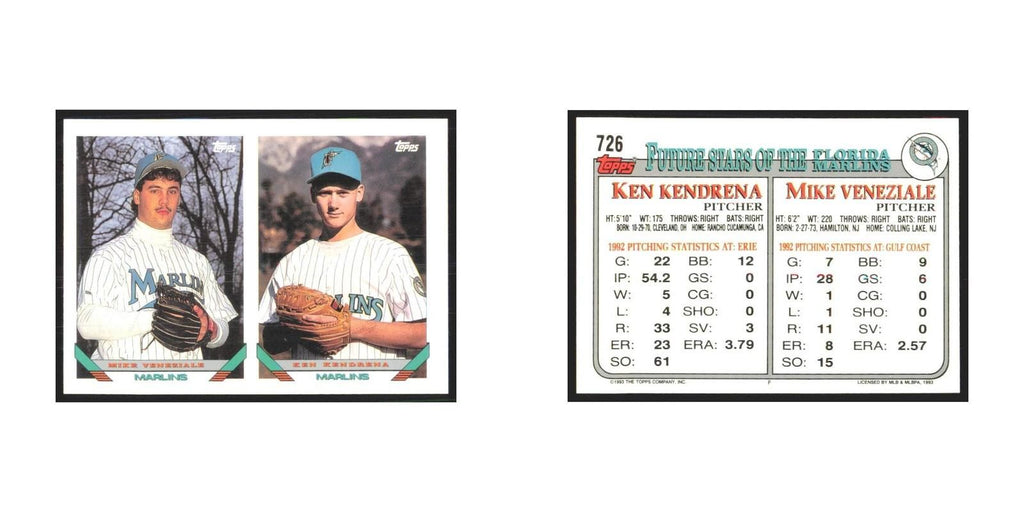1993 Topps Mike Veneziale/Ken Kendrena Florida Marlins #726