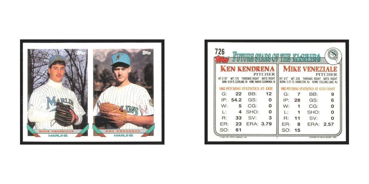 1993 Topps Mike Veneziale/Ken Kendrena Florida Marlins #726