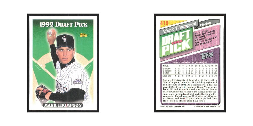 1993 Topps Mark Thompson Rockies #419