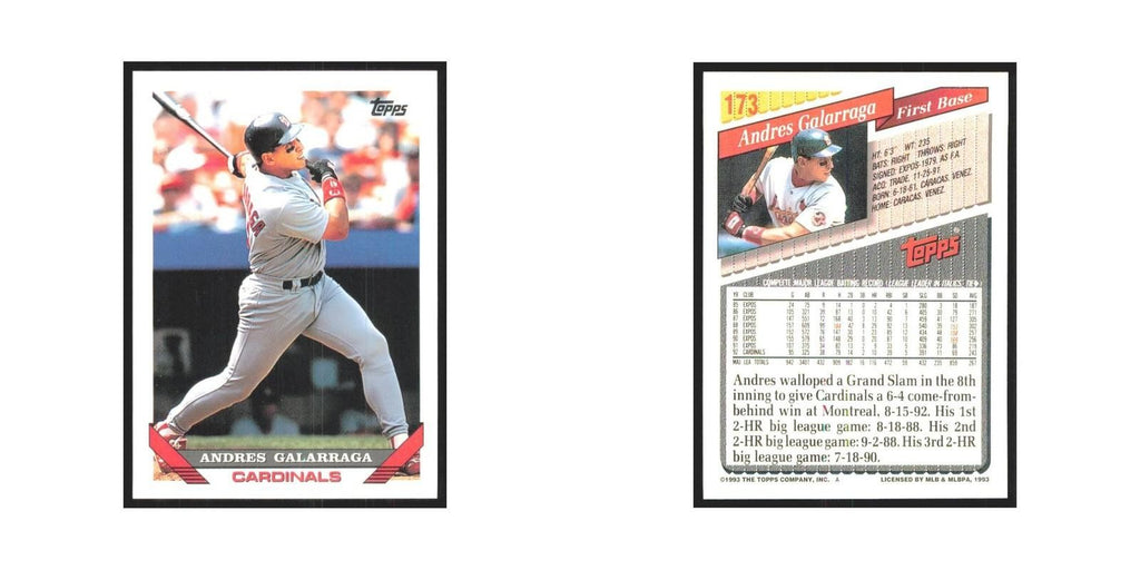 1993 Topps Andres Galarraga Cardinals #173