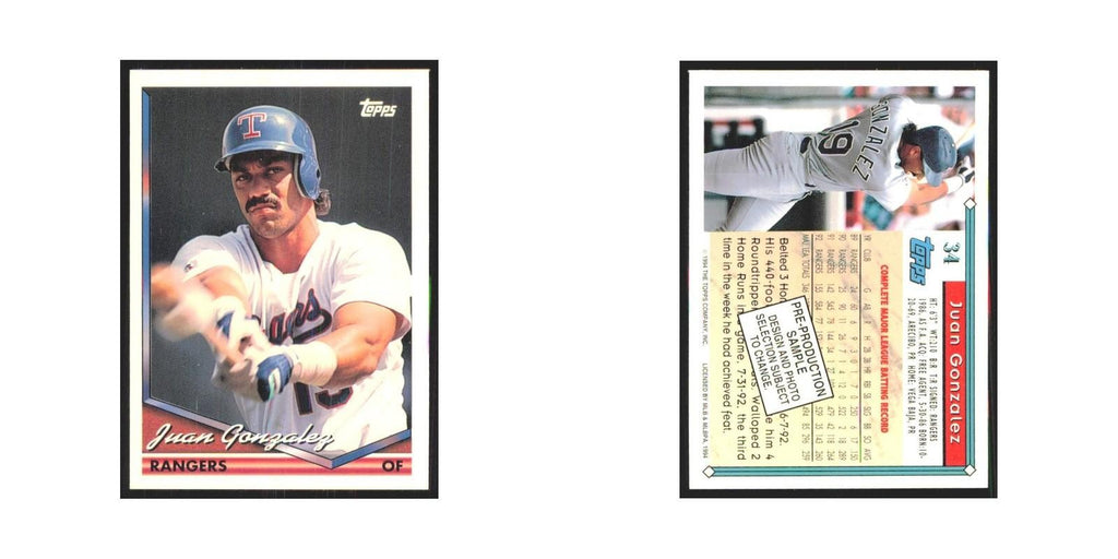 1993 Topps Juan Gonzalez Rangers #34