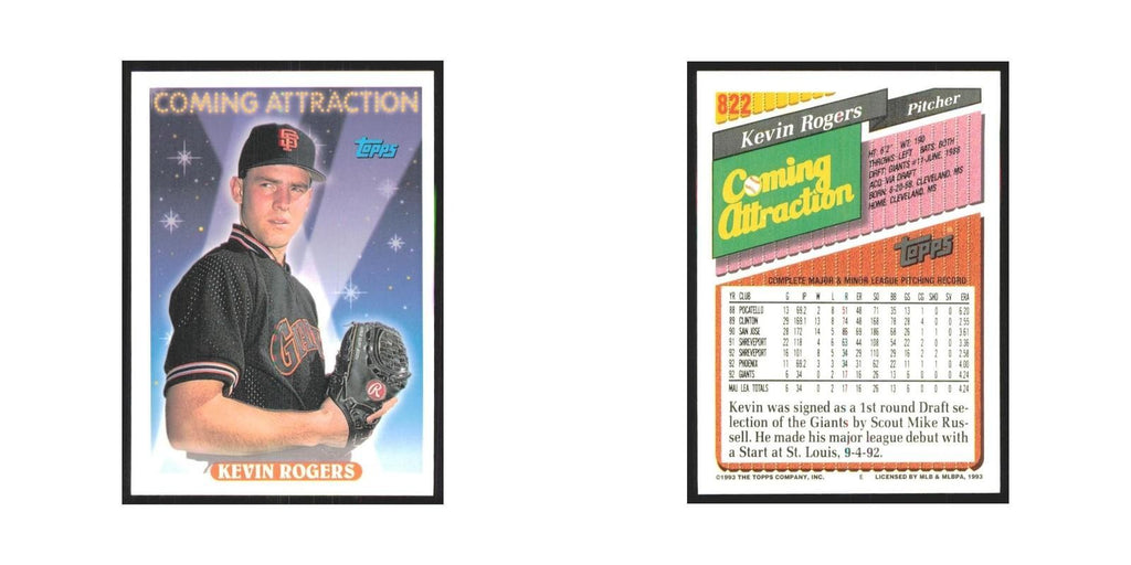 1993 Topps Kevin Rogers Giants #822