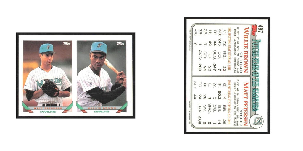 1993 Topps Matt Petersen/Willie Brown Florida Marlins #497