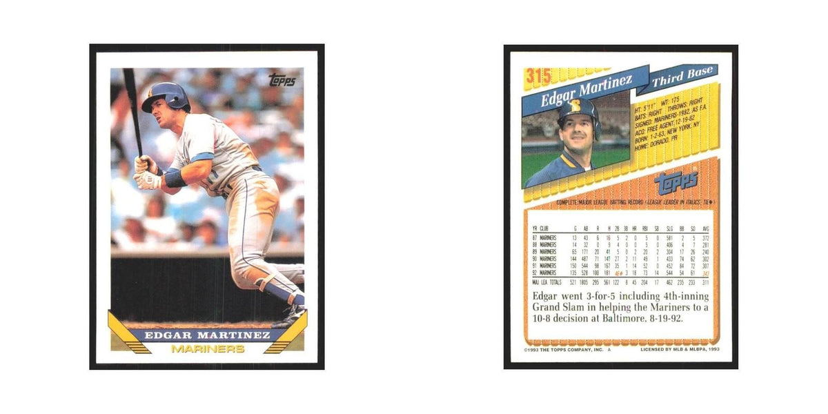 1993 Topps Edgar Martinez Mariners #315