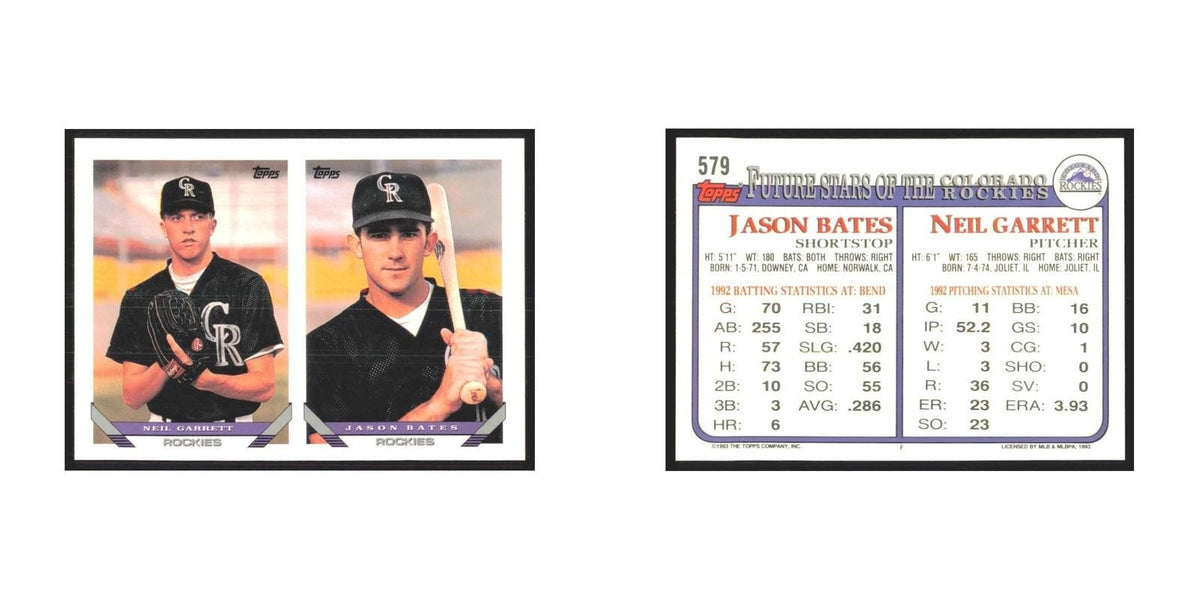 1993 Topps Neil Garret/Jason Bates Rockies #579