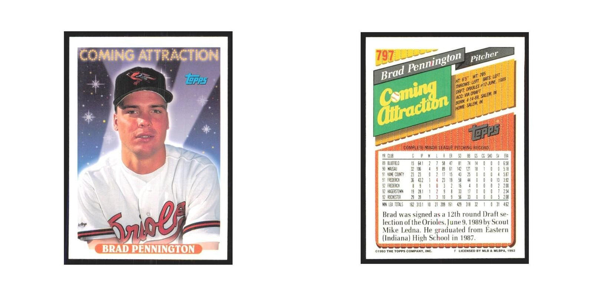 1993 Topps Brad Pennington Orioles #797