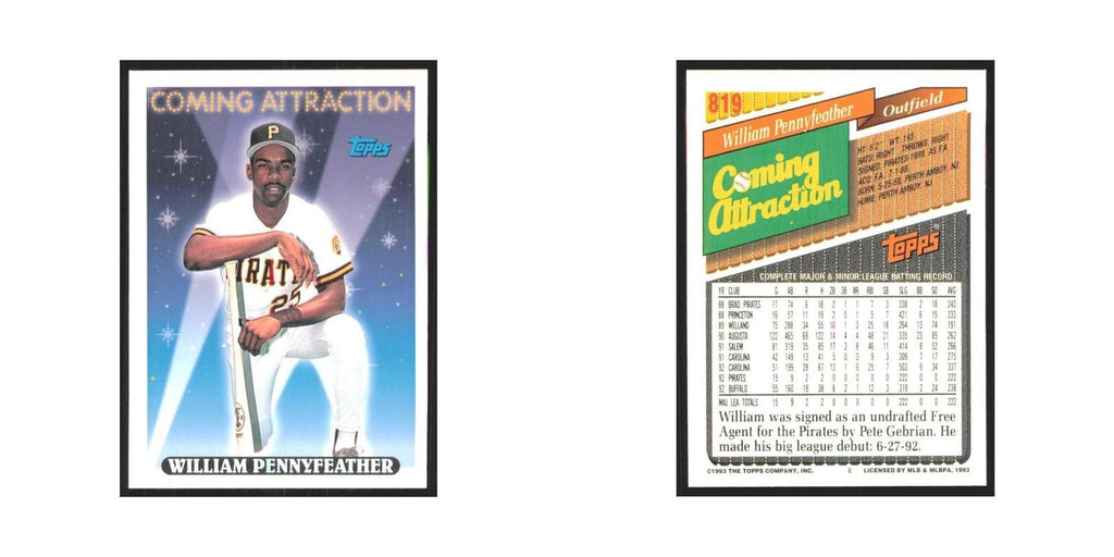 1993 Topps William Pennyfeather Pirates #819