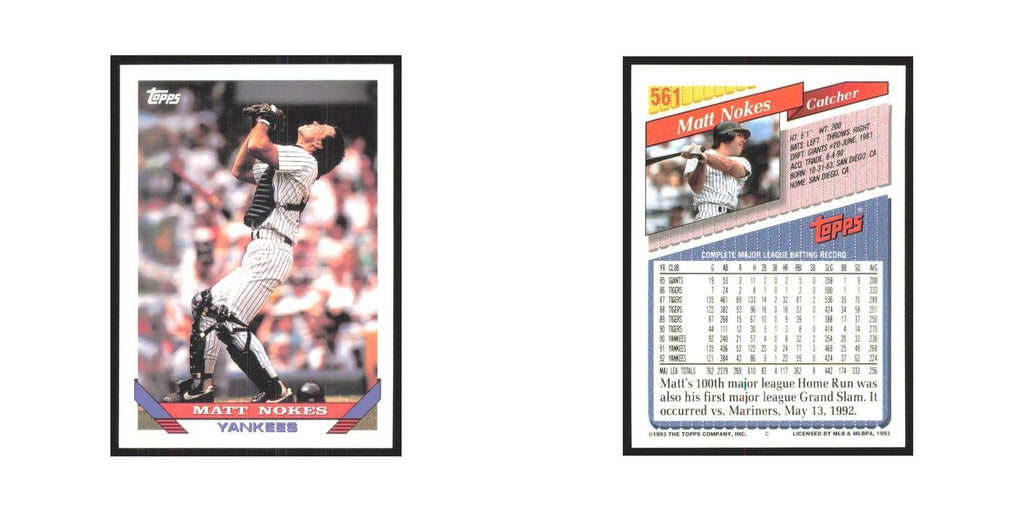1993 Topps Matt Nokes Yankees #561