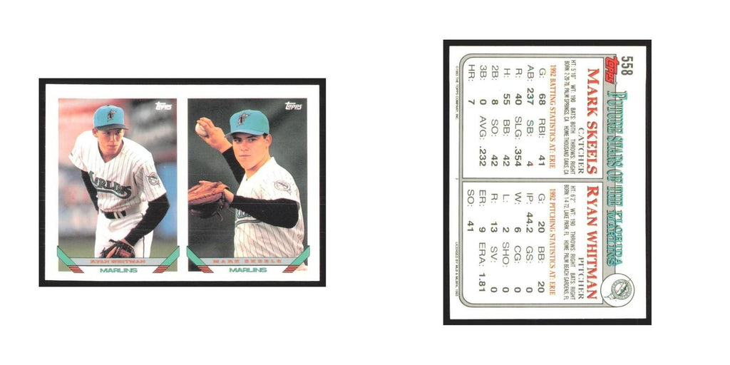 1993 Topps Ryan Whitman/Mark Skeels Florida Marlins #558
