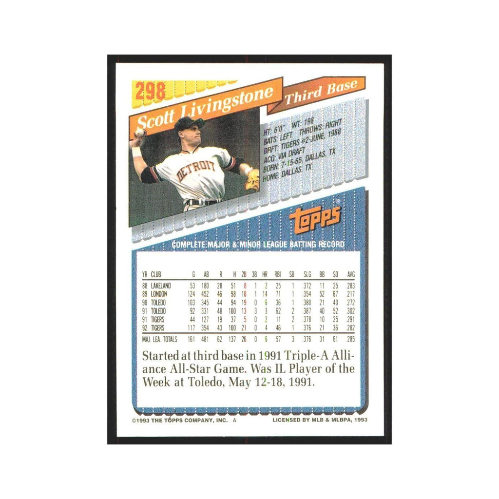 1993 Topps Scott Livingstone Tigers #298